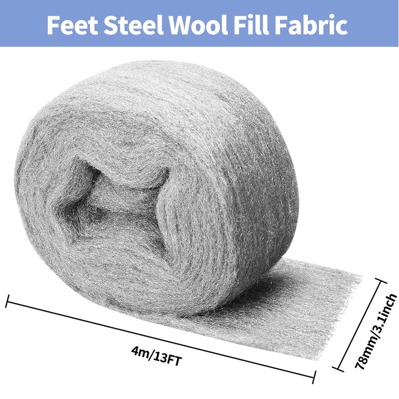 Steel Wool for Mice Control,4 Pack of 3.1"x13 Ft #000