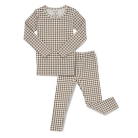 AVAUMA Baby Boys Girls Pajama Set 6M-7T Kids Cute Toddler Snug fit Pattern Design Pjs Cotton Sleepwear (Check_Beige S)