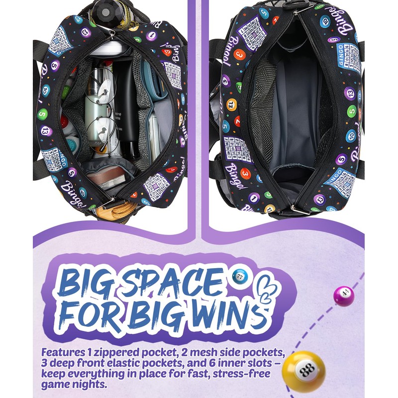 Bingo Bag with Pockets for Daubers Dabbers Dobbers Dotters -