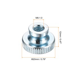 sourcing map Knurled Thumb Nuts, 5Pcs M6 x 20 x 12mm Carbon Steel Knurled Nut, Adjusting Round Knobs Fasteners Nuts for 3D Printer Parts, Blue White