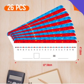26 Packs Number Line Dry Erase Boards, Double Sided Writable and Erasable Board-0 to 20 on One Side & -10 to10 on Other Side Math White Board for Kids, Students, Classroom and Home (12” x 4”)