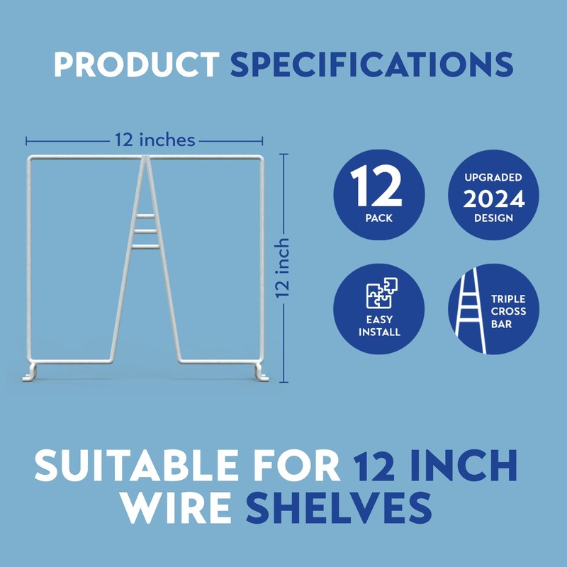 Neatly Made Tall White Wire Shelf Dividers for Closet Organization