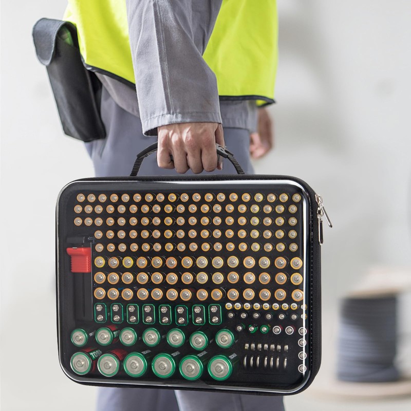 Battery Organizer Storage Case with Tester, Hardshell Portable Checker Carrying