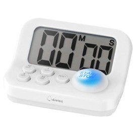 2-in-ONE Digital Timer for Kids (Count-Down) / Stopwatch (Count-Up) with Blue LED Light & Beeps Notification Large Easy-Push Button Mute & Lock Functions White