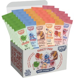 Skout Organic Kids Snack Bar Variety Pack (36 Pack) | Organic Kids Snack Bars | Plant-Based Nutrition | Vegan | Gluten, Dairy, & Soy Free