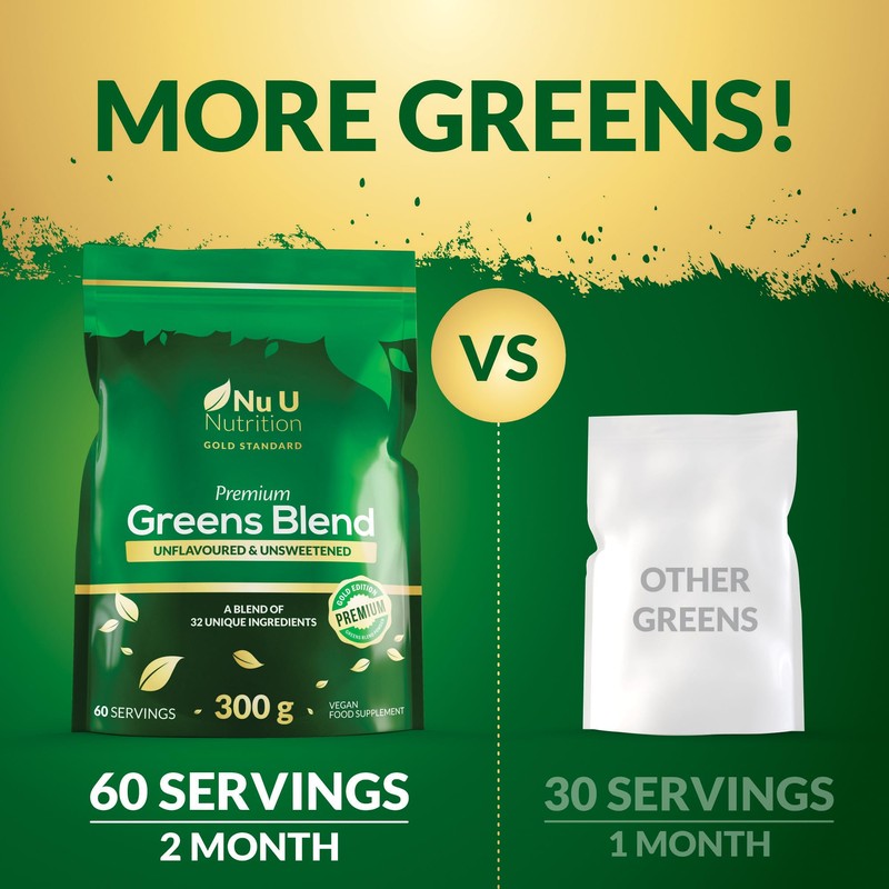 Nu U Nutrition - Premium Greens Powder 300g - 32