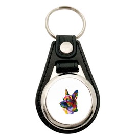 Huuraa Keyring German Shepherd Colourful Gift Shopping Trolley Token German Shepherd Gift Idea, Metal with faux leather, Unit size