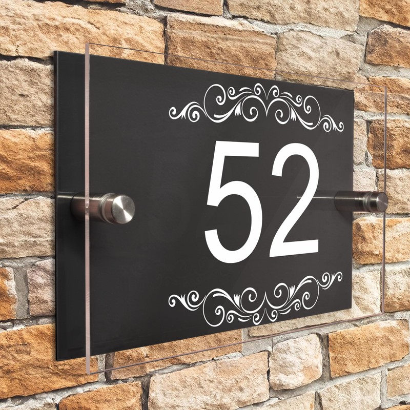 Badgemaster Layered Glass Effect Modern Anthracite Acrylic House Number Sign
