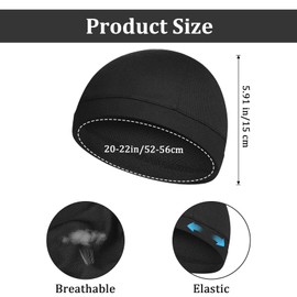 KFHENSOMR 3pcs Motorcycle Skull Cap Cooling Skull Caps for Men Moisture Sweat Wicking Helmet Liner Stretchy Breathable Cycling Running Hat for Men Women (Black)