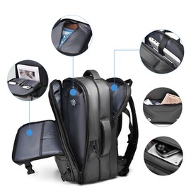 JEUXDOS Vacuum Backpack for Travel, 25 Inch Expandable Compression Bag with Electric Pump, Space Saver Bags (Grey-3)