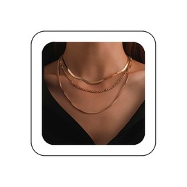 Reaky Boho Layered Necklaces Gold Choker Necklace 3 Pieces Simple Necklace for Women, /