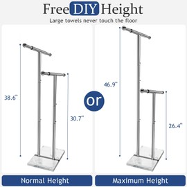 Kayfia 40'' Stainless Steel Towel Rack, Weighted Marble Base, 2 Tier