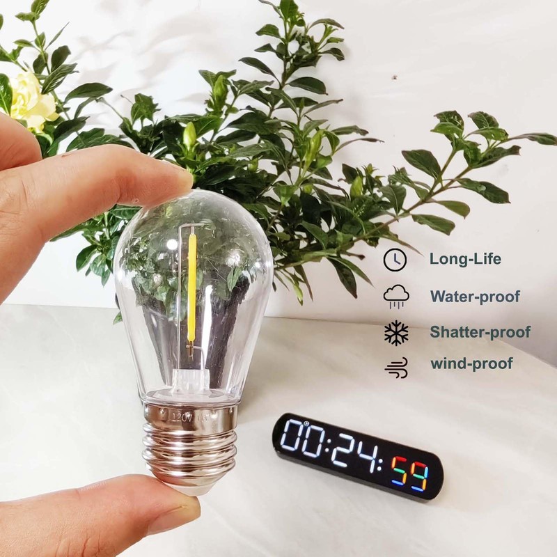 abulber S14 Led Bulbs for Outdoor String Lights,Shatterproof Waterproof Plastic