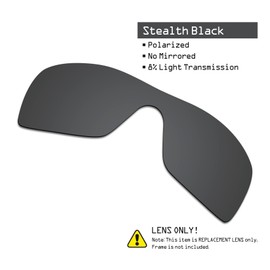SmartVLT Men's Stealth Black Replacement Lenses for Oakley Batwolf OO9101 Sunglass