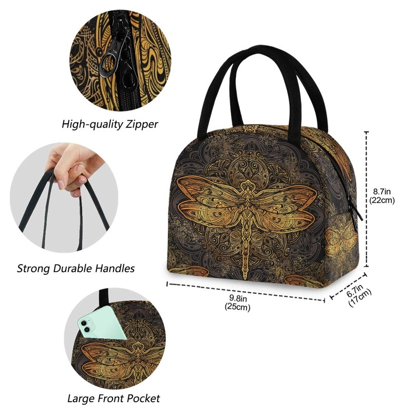 ZzWwR Ocean Starfish Seahorse Pattern Reusable Lunch Tote Bag with