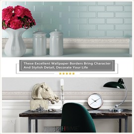 JZ·HOME 104 Wallpaper Border Peel and Stick 4.2" x16.4ft 3D Grey Rose Flower Crown Molding Wall Border Self Adhesive Ceiling Decorative Molding Skirting Line Tiles Decor Sticker Easy to Apply
