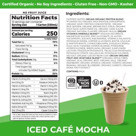 Orgain Organic Nutritional Protein Shake, Iced Cafe Mocha - 16g Grass Fed Whey Protein, Meal Replacement, 20 Vitamins & Minerals, Gluten Free, Soy Free, 11 Fl Oz (Pack of 12) (Packaging May Vary)