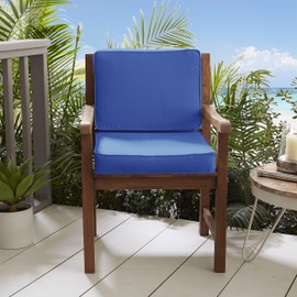Sorra Home Sunbrella Canvas True Blue Outdoor Seat and Back Cushion Set, 22 in x 22 in x 4