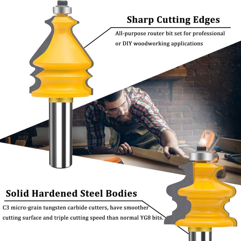 MAYLNE 1/2-Inch Shank Router Bit Set Architectural Molding 5 PCS,