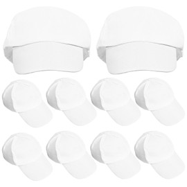 Hemobllo Pack of 10 White Children's Baseball Caps, for Painting, DIY Graffiti Hats, Adjustable Cotton Caps for Creative Craft Projects, Children's Birthdays and Festivals