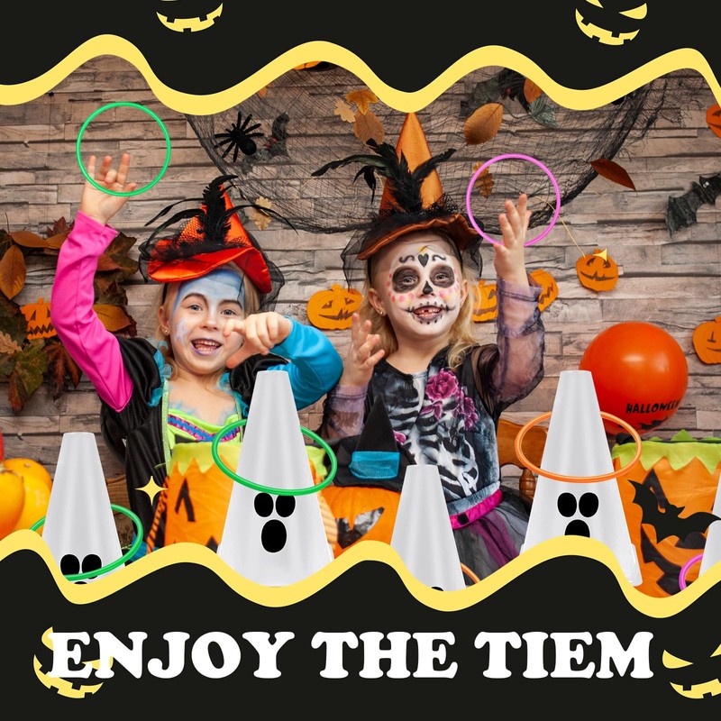 24 PcsHalloween Ring Toss Game Outdoor Carnival Party Games Include