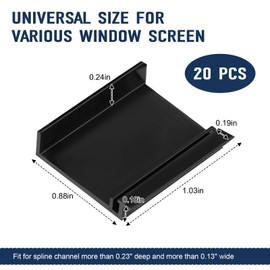 Window Screen Pull Tabs 20 Pack Replacement Universal Spline Channel Pull Lift Tabs Black