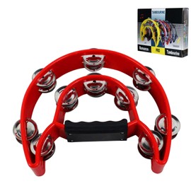 YMC Half Moon EZ Grip Tambourine 20 Jingles - Red
