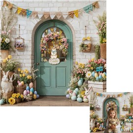 Kate 10x10ft Happy Easter Party Backdrops for Photography Colorful Eggs Shop Background Spring Colorful Flowers Backgrounds Easter Rabbit Holiday Studio Backdrop