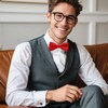 Generic Classic Pre-tied Bow Tie Adjustable Length Satin Bowtie for