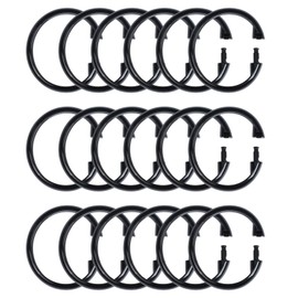18 Pack Black Shower Curtain Rings, Easy Snap Hooks for Bathroom Shower Rod, Plastic O-Ring Hooks for Standard Curtains, Rust-Free Bathroom Accessories Set