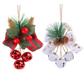 Lopsity 2pcs Christmas Jingle Bells Christmas Large Bell Ornaments for Christmas Tree Wall Door Wreath Outdoor Garden Lucky Decoration(Red and White) (red+White)