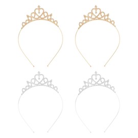 4 Pieces Princess Crown, Children'S Metal Headband, Classic Fashion, Ele Rhinestone Hair Accessories For Girls, Clothing Dressing Accessories.