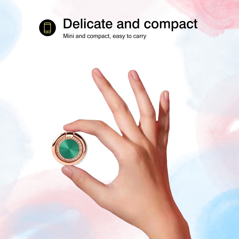 [2 Pack] Concentric Circular Texture Diamond Setting Cell Phone Ring