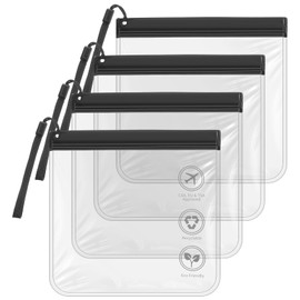 ValueBargain TSA Liquid Bag, 4 Pcs Waterproof Leak Proof Toiletry Bag Quart Size for Carry On, Air Travel, Compact and Stylish for Easy Organization (Clear Black)