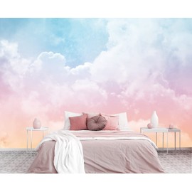 Cliouar-Wall Mural Wallpaper 3D Wallpaper Decorative Powder Cloud Bedroom Living Room Decor 103" x 69"(Not Self-Adhesive)