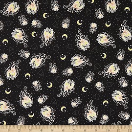 Michael Miller Light Up My World by The Light of The Fire Glow in The Dark Black, Fabric by The Yard