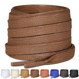 Puzeam 2 Pairs Flat Waxed Cotton Shoe Laces 7mm Wax Laces For Mens Leather Boots Casual Shoes Brown 120