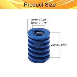 Heyiarbeit 20mm OD 10mm ID 25mm Long Spring Steel Spiral Stamping Light Load Compression Mould Die Spring for 3D Printer Blue 2Pcs