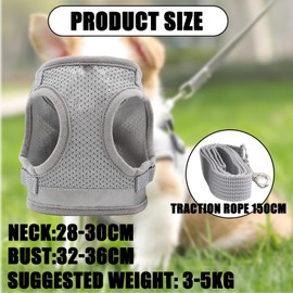 Soft Mesh No Pull Cat Vest Harness And Lead Set, Escape Proof Puppy Collar And Lead Sets, Outdoor Easy Comtrol, No Pull Adjustable Cat Harness