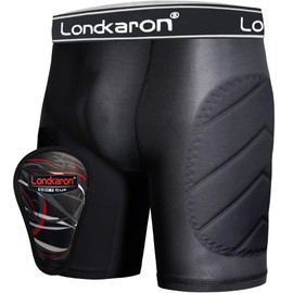 Londkaron Youth Boys Padded Sliding Shorts with Soft Protective Cup for Baseball & Football (Small, Black Silver)