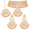 I Jewels 18k Gold Plated Indian Wedding Bollywood Elegant Pearl Kundan Choker Necklace Jewelry Set for Women (K7058Pe)