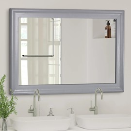 Tanmicoshomy Rectangle Mirrors for Wall 30x40 Inch, Rustic Wood Framed Wall Mirror with Tempered Glass,Shatter-Proof Mirror for Bathroom Living Room Office or Hallway