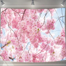 U-SITU Tapestry Full Bloom Cherry Blossoms Natural Scenery Stylish Background Multifunctional Cloth Poster Wall Hanging Wall Decor Interior Atmosphere Change (Width 150 x Length 100 cm) Color: