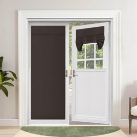 OutdoorLines Blackout French Door Curtains, Privacy Thermal Insulated Tie up Glass Shades, Easy to Install Tricia Window Drapes, Front Door Curtain, W26 x L80 inch, Dark Brown, 1 Panel
