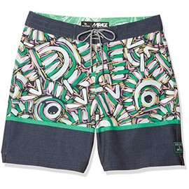 Lip Curl S01-503 Men's Quick-Drying Board Shorts (Matt Wilkinson Model) [MIRAGE WILKO KFISH 18] Swimwear, BLK_Black