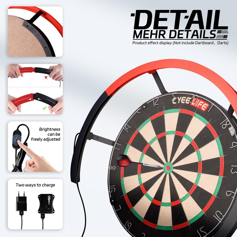 CyeeLife Dartboard Lighting System Dartboard LED Foldable Portable Travel Lighting