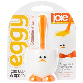 Joie Kitchen Gadgets 067742-960740 Egg Head Cup and Spoon Set, Plastic, White, 5x5x5 cm