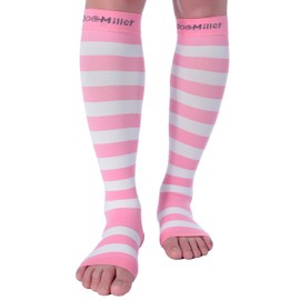 Doc Miller Open Toe Compression Socks 1 Pair 15-20 mmHg Firm Graduated Support for Circulation Surgery Recovery