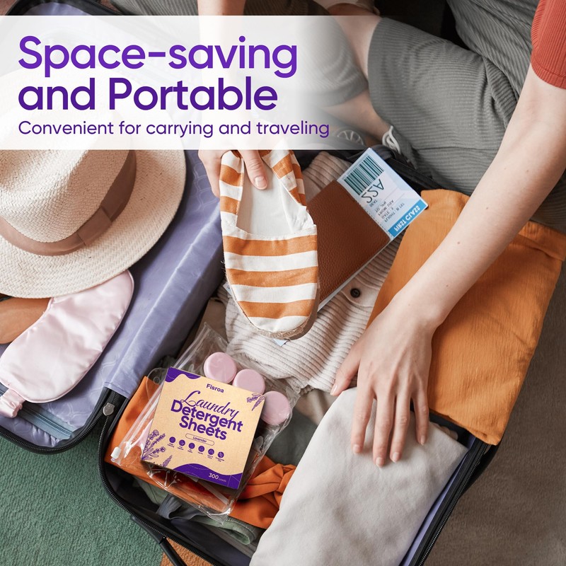 Lavender Laundry Detergent Sheets Travel Eco-friendly 300 Loads Fisroa Clothes