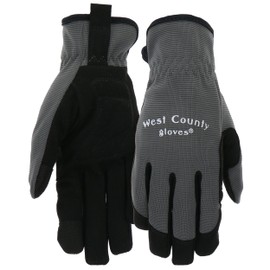 West County Gardener Unisex Tactile Glove, Eco Friendly Seamless Knit Shell with Sandy Nitrile Palm, Touchscreen Capable, Water Resistant, Superior Grip, Large, Gray (WG32001C-XL)